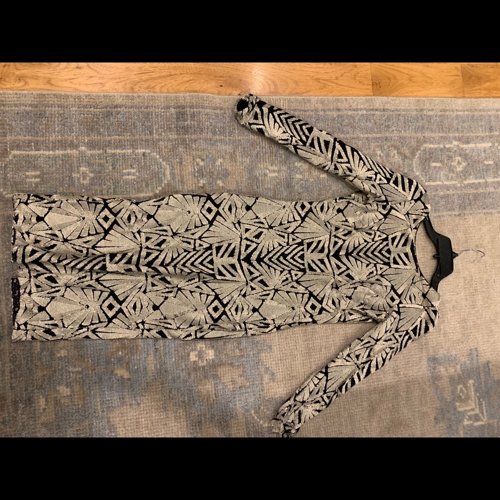 Dress the population sequined black & silver dress